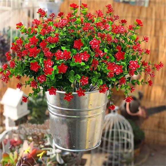 10Bundles Artificial Fake Flowers,Faux Outdoor Plastic Plants UVResistant Shrubs - Picture 2 of 7